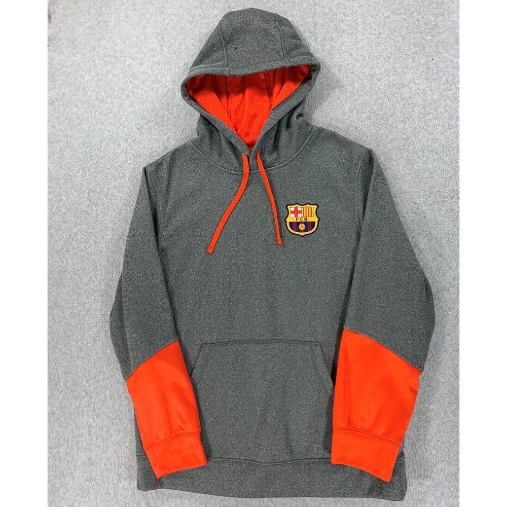 FC Barcelona Soccer Warmup Team  Hoodie Sweatshirt (Men's Medium) Gray‎